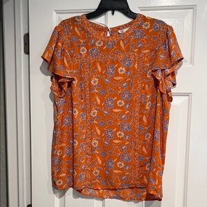 DR2 Orange and Purple Floral Blouse